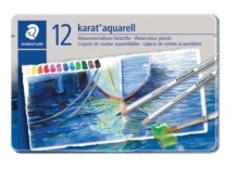 Staedtler® Aquarellstift karat® - 3 mm, Metalletui mit 12 Farben, sortiert Schaft: Sechseckform