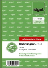 SIGEL Rechnungen, mit fortlaufender Nummerierung - A6, 1. und 2. Blatt bedruckt, SD, 2 x 50 Blatt A6