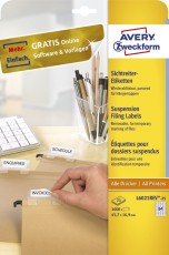 Avery Zweckform® L6021REV-25 Sichtreiter-Etiketten, 45,7 x 16,9 mm, 25 Blatt/1.600 Etiketten, weiß