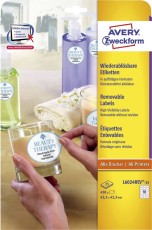 Avery Zweckform® L6024REV-25 Etiketten in Sonderformaten, 63,5 x 42,3 mm, 25 Blatt/450 Etiketten, weiß