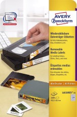 Avery Zweckform® L6020REV-25 Etiketten für Dias, wiederablösbar, 43,2 x 8,5 mm, 25 Blatt/3.200 Etiketten, weiß