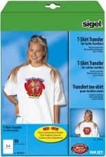 SIGEL InkJet Transfer Folien für T-Shirts, für helle Textilien, 10 Folien Bügelfolie A4 10 Folien