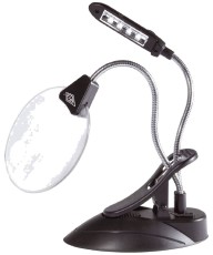 WEDO® Tischlupe Ø 10,2 cm mit LED-Licht - 2-/4-fach, schwarz Lupe Linsen-Ø 10,2 cm 2- und 4-fach