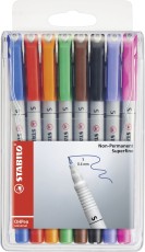 STABILO® Folienstift - OHPen universal - wasserlöslich superfein - 8er Pack - mit 8 verschiedenen Farben