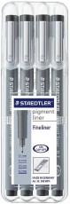 Staedtler® Feinschreiber pigment liner - 4er Etui Fineliner schwarz 0,1 / 0,3 /, 0,5 / 0,7 mm