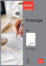 Elco Schreibblock Prestige - DIN A5, blanko, weiß, 50 Blatt mit Lösch- und Linienblatt Briefblock