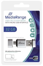 MediaRange USB Mobile 2 in 1 OTG USB-Stick 32GB USB Stick 32 GB USB 2.0 und MicroUSB bis zu 15MB/s
