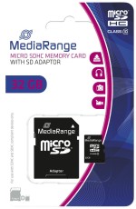 MediaRange Micro SDHC Speicherkarte 32GB Klasse 10 mit SD-Karten Adapter Speicherkarte 32 GB 15 MB/s