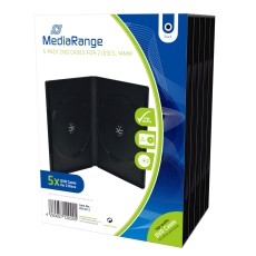 MediaRange DVD-Leerhülle für 2 Discs, 14mm, schwarz, 5er Pack CD/DVD Hüllen schwarz Kunststoff