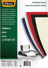 Fellowes® Deckblätter Chromolux - A4, Karton 250 g/qm,  schwarz, 100 Stück Deckblätter schwarz