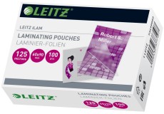 Leitz 7369 Folientasche 125 Micron, für Visitenkarten, 100 Stück Folientasche glatt 90 mm 60 mm