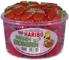 Haribo Riesen Erdberen Dose mit 150 St Fruchtgummi Riesen Erdbeeren 150 Stück (1.350 g)