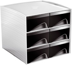 Cep Aufbewahrungsbox - Serie MyCube,  3-222 Schubladenbox weiß/schwarz 6 186 x 185 x 175 mm