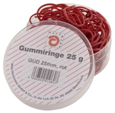 Wihedü Gummiringe - Ø25 mm, Dose mit 25g, rot Gummiringe 25 mm rot 25 g