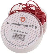 Wihedü Gummiringe - Ø40 mm, Dose mit 25g, rot Gummiringe 40 mm rot 25 g