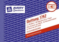 Avery Zweckform® 1742 Quittung Kleinunternehmer, 1. und 2. Blatt bedruckt, SD, DIN A6 quer, 2x40 Blatt