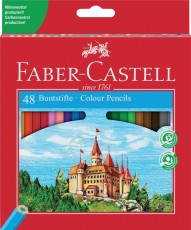 FABER-CASTELL Farbstifte CASTLE - 48 Farben sortiert, Kartonetui mit Spitzer Farbstiftetui OH 3,3 mm