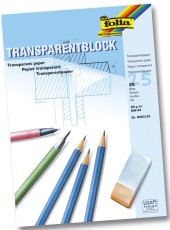 Folia Transparentpapier - 80g, A3 Block, 25 Blatt Transparentpapier A3 80 g/qm 25