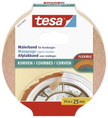 tesa® Papier-Klebeband Maler-Krepp für Rundungen - 25 m x 25 mm, beige Kreppband 25 mm 25 m beige