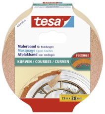 tesa® Papier-Klebeband Maler-Krepp für Rundungen - 25 m x 38 mm, beige Kreppband 38 mm 25 m beige