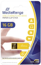MediaRange USB Nano-Speicherstick CLIP-ON - blau, 8GB mit Büroklammer-Funktion USB Stick 16 GB gelb