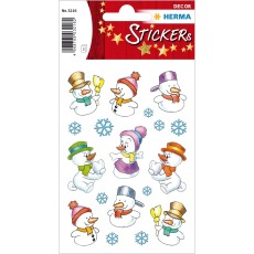 Herma 3216 Sticker DECOR Schneemänner Mindestabnahmemenge = 10 Pack Weihnachtsetiketten mehrfarbig