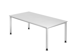 Schreibtisch 4Fuß-rd.200x100cm weiß/Silber