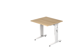 Schreibtisch C-Fuß 80x80cm Eiche/Weiß