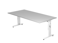 Schreibtisch C-Fuß 200x100cm Grau/Weiß