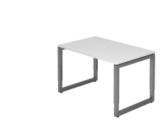 Schreibtisch O-Fuß eckig 120x80cm Weiß/Graphi