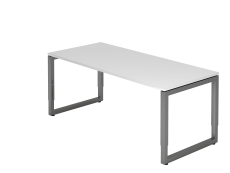 Schreibtisch O-Fuß eckig 180x80cm Weiß/Graphi
