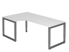 Winkeltisch O-Fuß eckig 200x120cm Weiß/Graphi