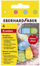 Eberhard Faber Glitzer-Straßenmalkreide 4er Kartonetui Kreide rund 10,1 cm sortiert