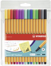 STABILO® Fineliner point 88® Etui - 15er Pack - Standardfarben Finelineretui 15 Standardfarben