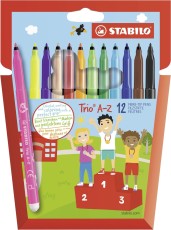 STABILO® Filzstift - Trio A-Z - 12er Pack - mit 12 verschiedenen Farben Faserschreiberetui 0,7 mm