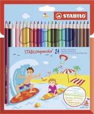 STABILO® Aquarell-Buntstift - aquacolor - 24er Pack - mit 24 verschiedenen Farben Aquarellstift