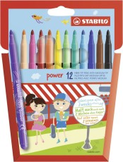 STABILO® Filzstift - power - 12er Pack - mit 12 verschiedenen Farben Faserschreiberetui 2 mm (M)