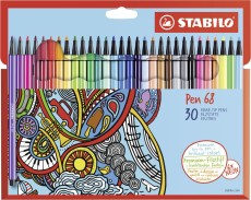 STABILO® Premium-Filzstift - Pen 68 - 30er Pack - mit 30 verschiedenen Farben Faserschreiberetui