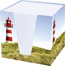 RNK Verlag Notizklotz Leuchtturm - 900 Blatt, 70 g/qm, weiß, 92 x 92 x 92 mm Zettelbox Leuchtturm
