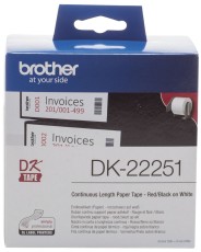 Brother DK-Endlosetiketten Papier - 62 mm x 15,24 m, schwarz/rot auf weiß Thermoetiketten Papier
