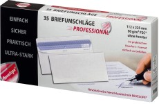 Professional Briefumschlag Revelope® - 112 x 225 mm, o. Fenster, weiß,  90 g/qm, Innendruck, Revelope-Klebung, 35 Stück