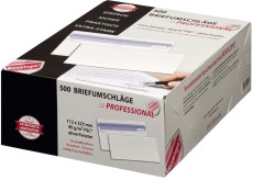 Professional Briefumschlag Revelope® - 112 x 225 mm, o. Fenster, weiß,  90 g/qm, Innendruck, Revelope-Klebung, 500 Stück