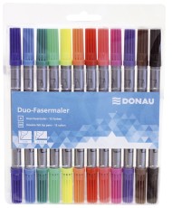 DONAU Duo-Faserschreiber - Etui 12 Stück Faserschreiberetui sortiert - 12 Farben
