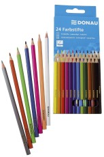 DONAU Farbstifte - 5 mm, 24 Farben, Kartonetui hexagonale Form Farbstiftetui 3 mm 175 mm