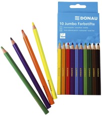 DONAU Farbstifte Jumbo - dreikant, 5 mm, 10 Farben, Kartonetui Farbstiftetui 5 mm 175 mm
