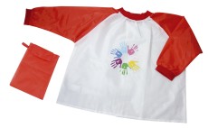 DONAU Malschürze Kinder - Girl, rot inkl. Tragebeutel Malschürze weiß / rot bei 30° C Polyester