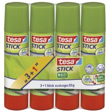 tesa® Alleskleber Stick ecoLogo® Klebestift, ohne Lösungsmittel, 4x20g, 1 Stick gratis Klebestift