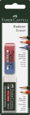 Faber-Castell Radierer 7081/7070-40 - 2 Stück auf Blisterkarte Radierer rot/blau und weiß Papier