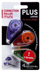 Plus Japan Korrekturroller Mini - 4,2 mm x 6 m, 2 Stück + 1 Stück gratis Korrekturroller 4,2 mm
