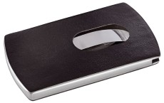 SIGEL Visitenkarten-Etui Snap - 101 x 60 x 13 mm, schwarz/silber, Lederoptik Visitenkartenetui 60 mm